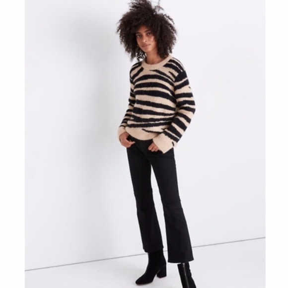 Madewell Sweaters - NWT Madewell Tiger Stripe Shrunken Sweater L